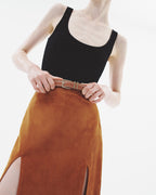 Double Slit Suede Skirt