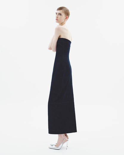 Strapless Denim Maxi Dress