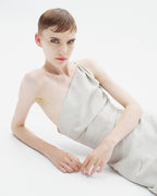 Asymmetric Ruched Linen Dress