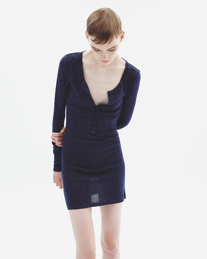 Button-up Mini Knit Dress