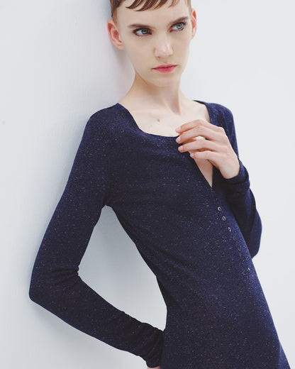 Button-up Mini Knit Dress