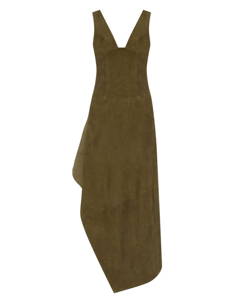 Asymmetric Suede Dress