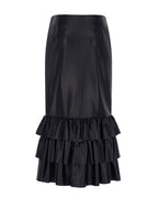Leather Skirt with Frill Layers