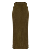 Snapped Midi Suede Skirt