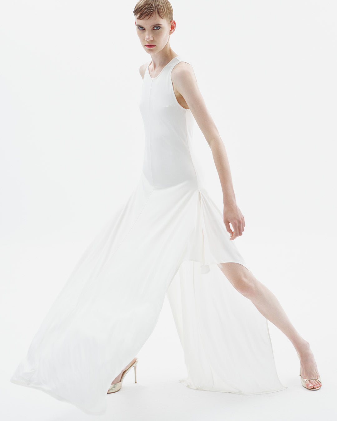 Two Side Slit Maxi Jersey Dress