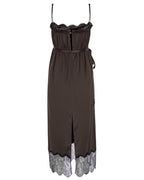 Lace Detailed Midi Silk Dress
