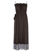 Lace Detailed Midi Silk Dress