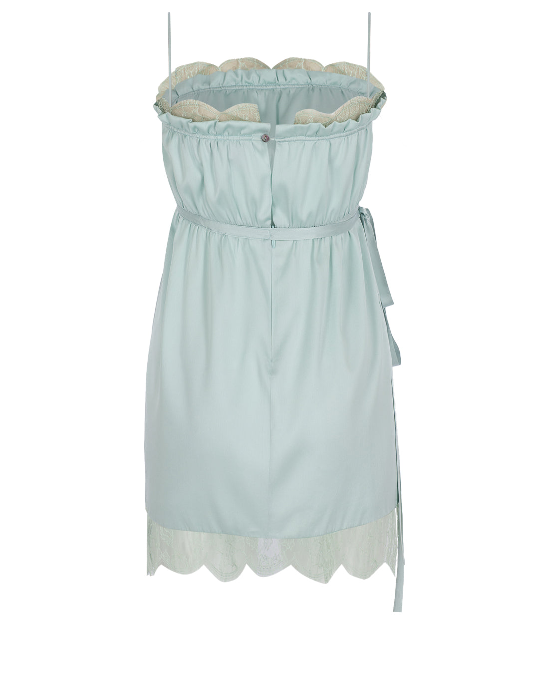 Lace Detailed Mini Silk Dress