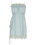 Lace Detailed Mini Silk Dress