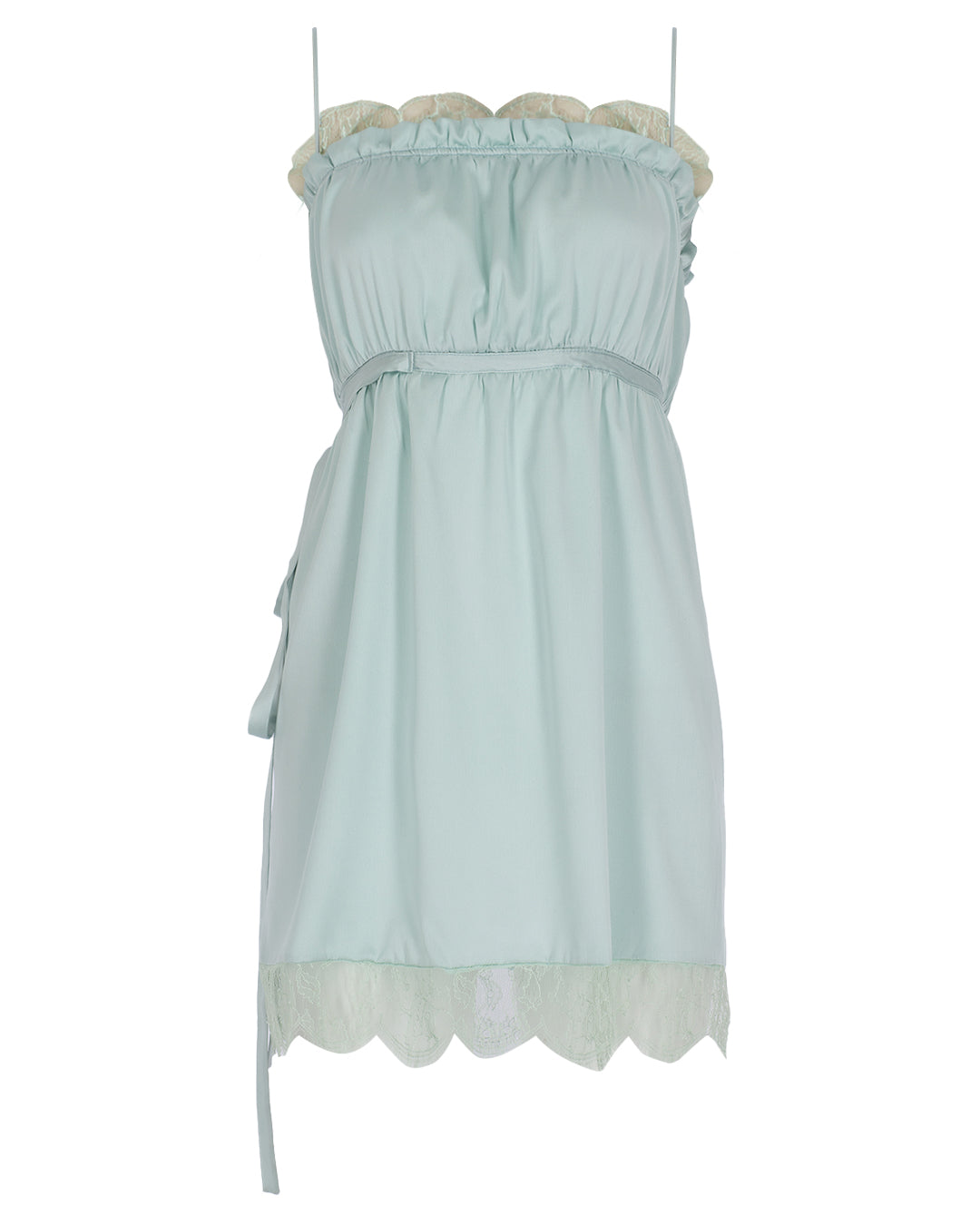 Lace Detailed Mini Silk Dress