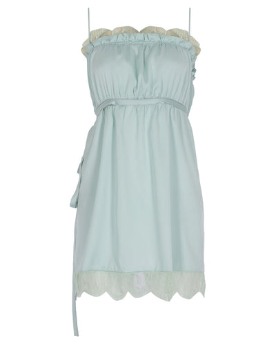 Lace Detailed Mini Silk Dress
