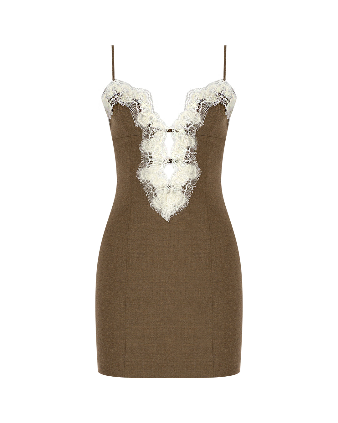 Lace Detailed Mini Wool Dress 10