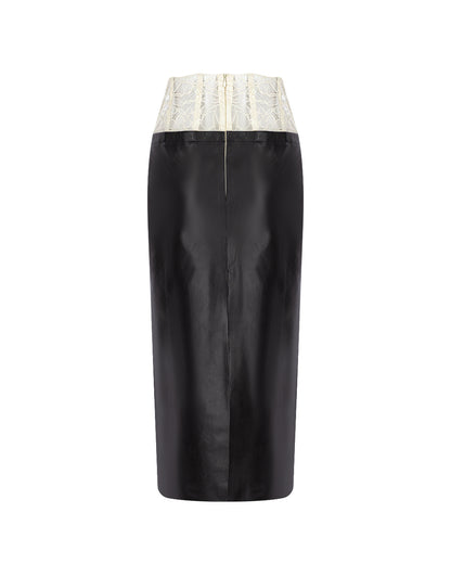 Zeynep Arçay Resort 2026 - Lace Midi Leather Skirt