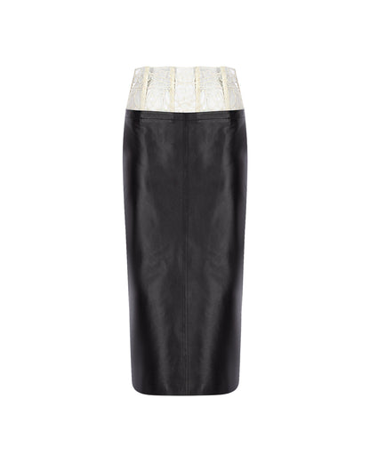 Zeynep Arçay Resort 2026 - Lace Midi Leather Skirt