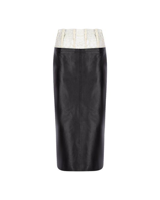 Zeynep Arçay Resort 2026 - Lace Midi Leather Skirt