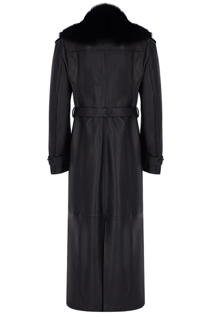 Leather Trench Coat with Detachable Fur Collar LOOK 04 - Camille Charrière x Zeynep Arçay Collection