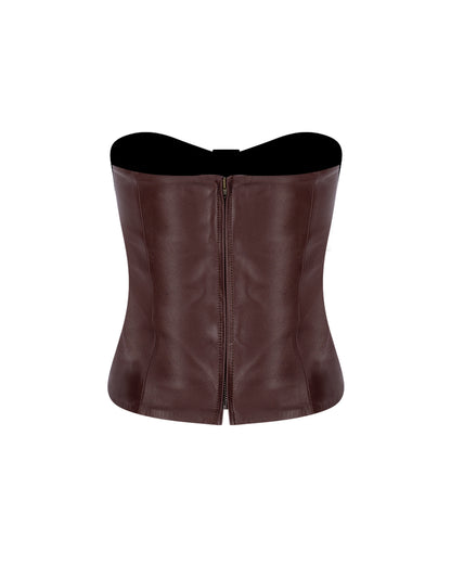 Zeynep Arçay Resort 2026 - Leather Strapless Top