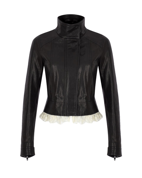 Mini Leather Biker with Lace – Zeynep Arcay