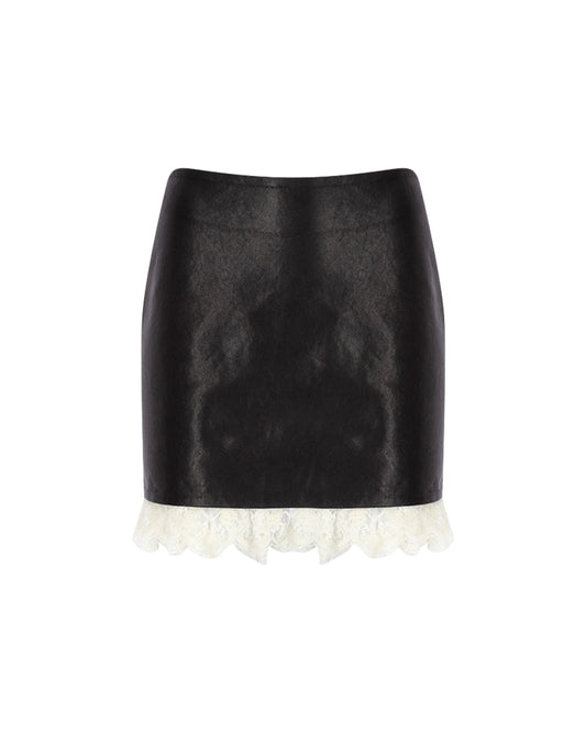 Zeynep Arçay Resort 2026 - Mini Leather Lace Skirt