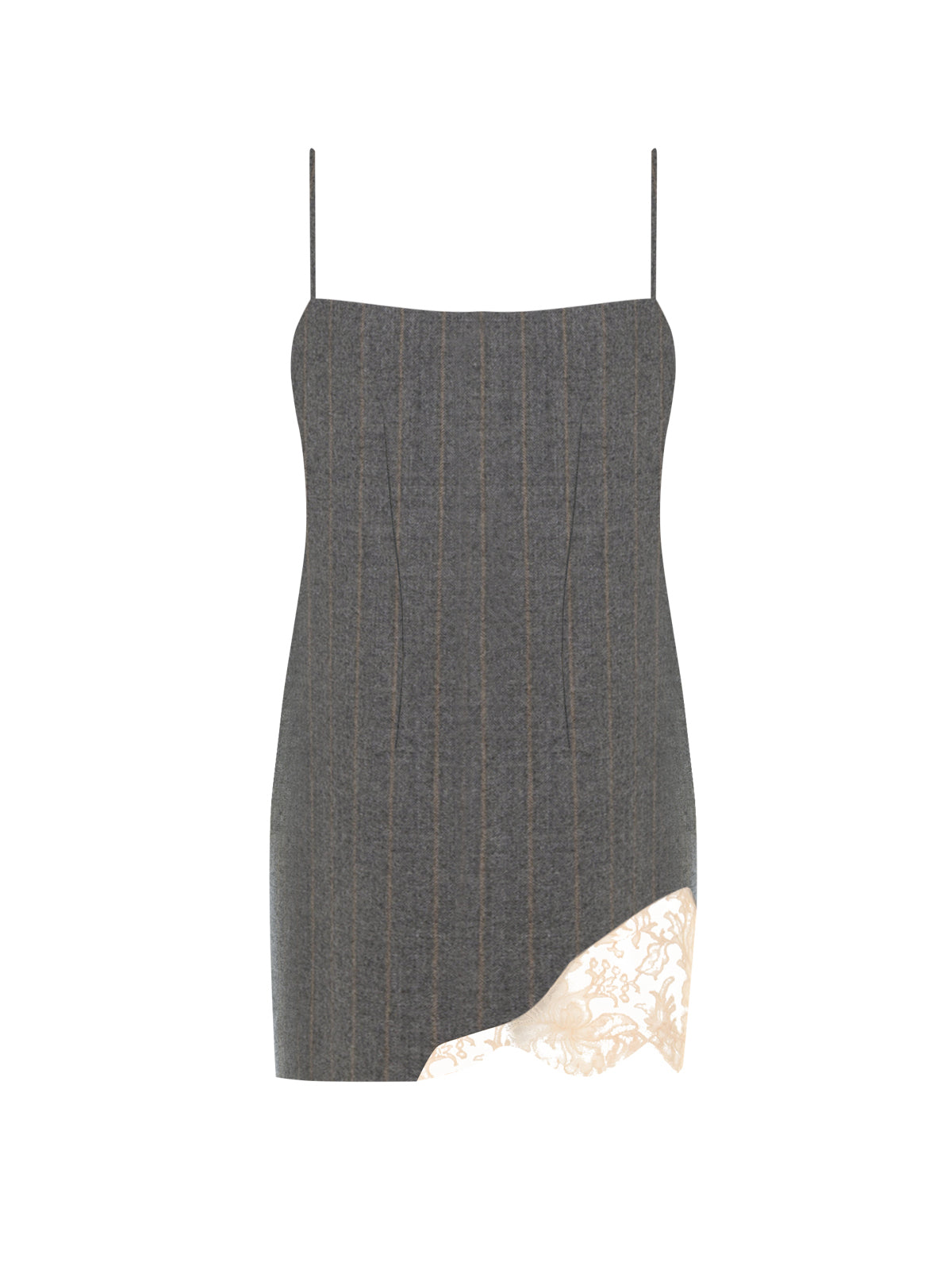 Mini Wool Dress with Lace Detail