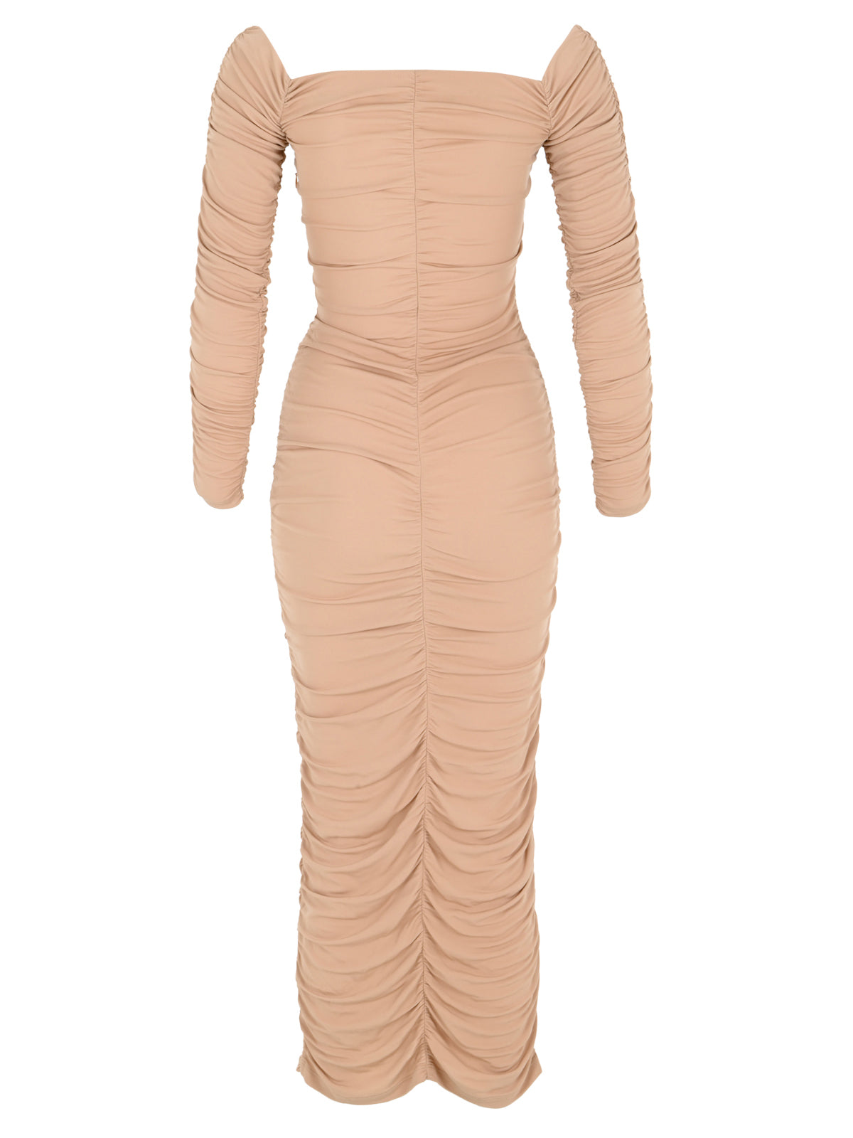 Off The Shoulder Ruched Jersey Maxi Dress