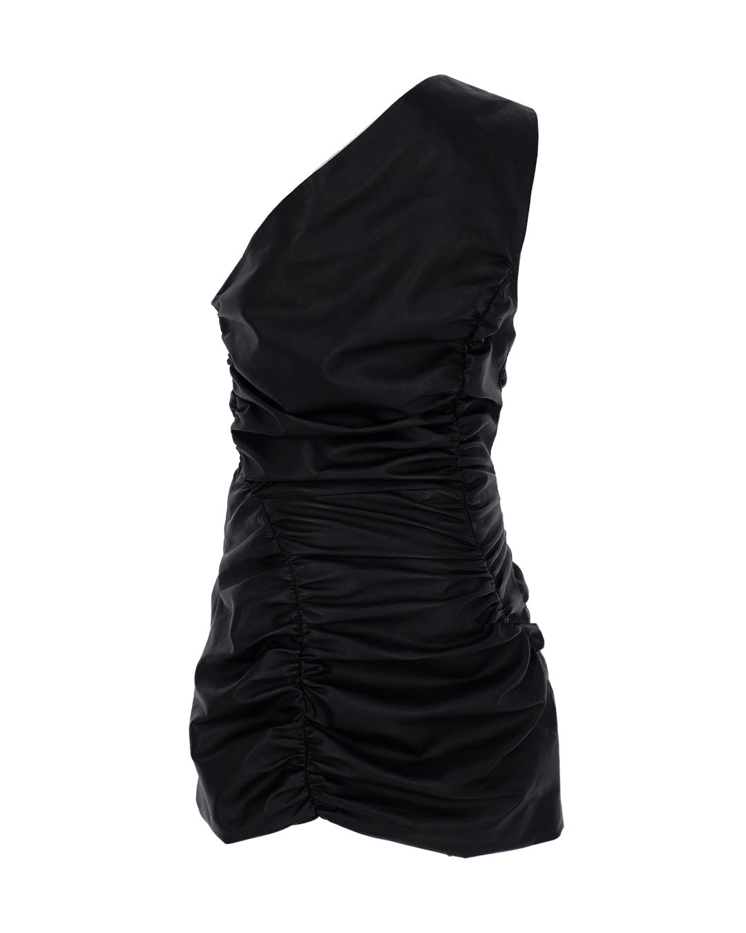 One Shoulder Leather Mini Dress