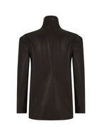 Oversize Halterneck Leather Biker Jacket