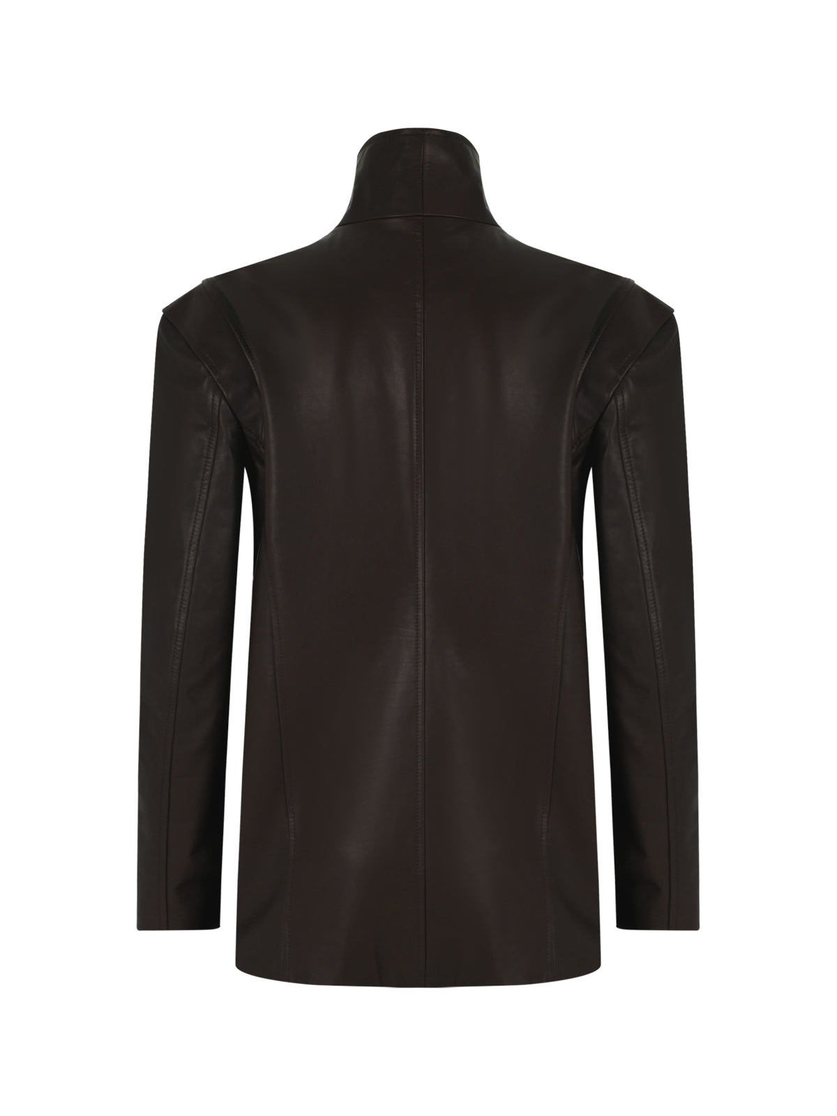 Oversize Halterneck Leather Biker Jacket