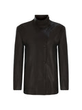 Oversize Halterneck Leather Biker Jacket
