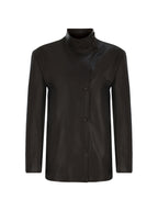 Oversize Halterneck Leather Biker Jacket