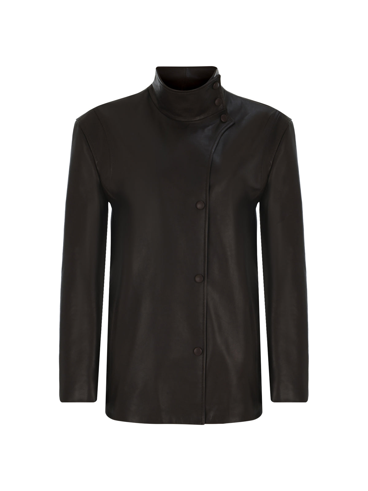 Oversize Halterneck Leather Biker Jacket