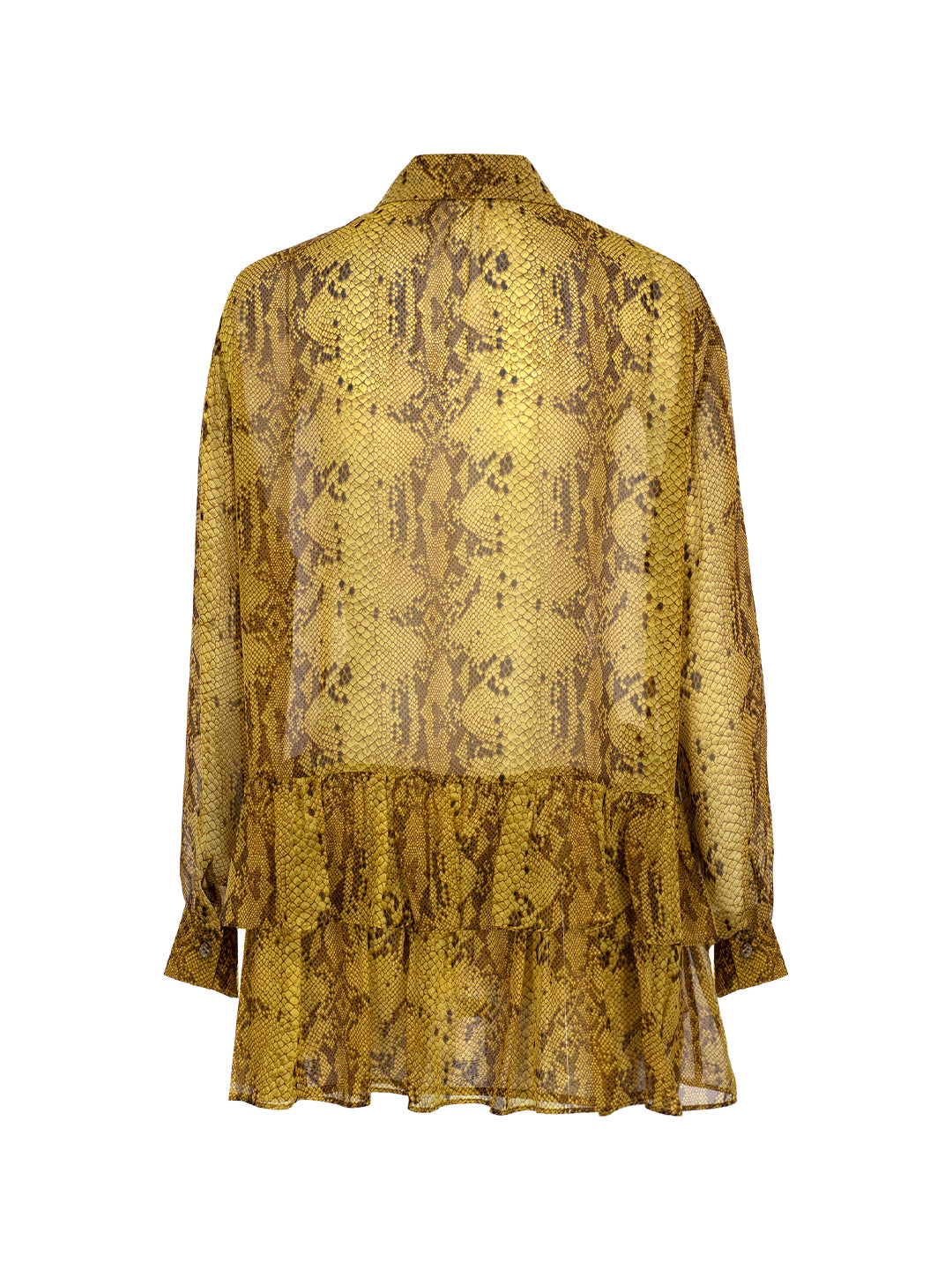 Python Silk Frilled Shirt Dress