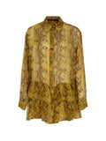 Python Silk Frilled Shirt Dress