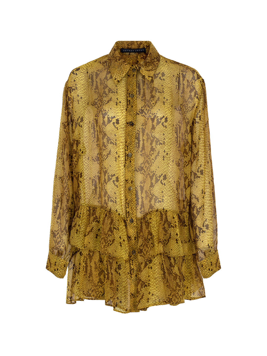 Python Silk Frilled Shirt Dress