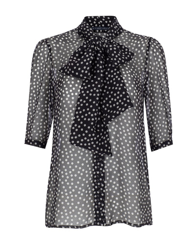 PolkaDot Bow Silk Shirt