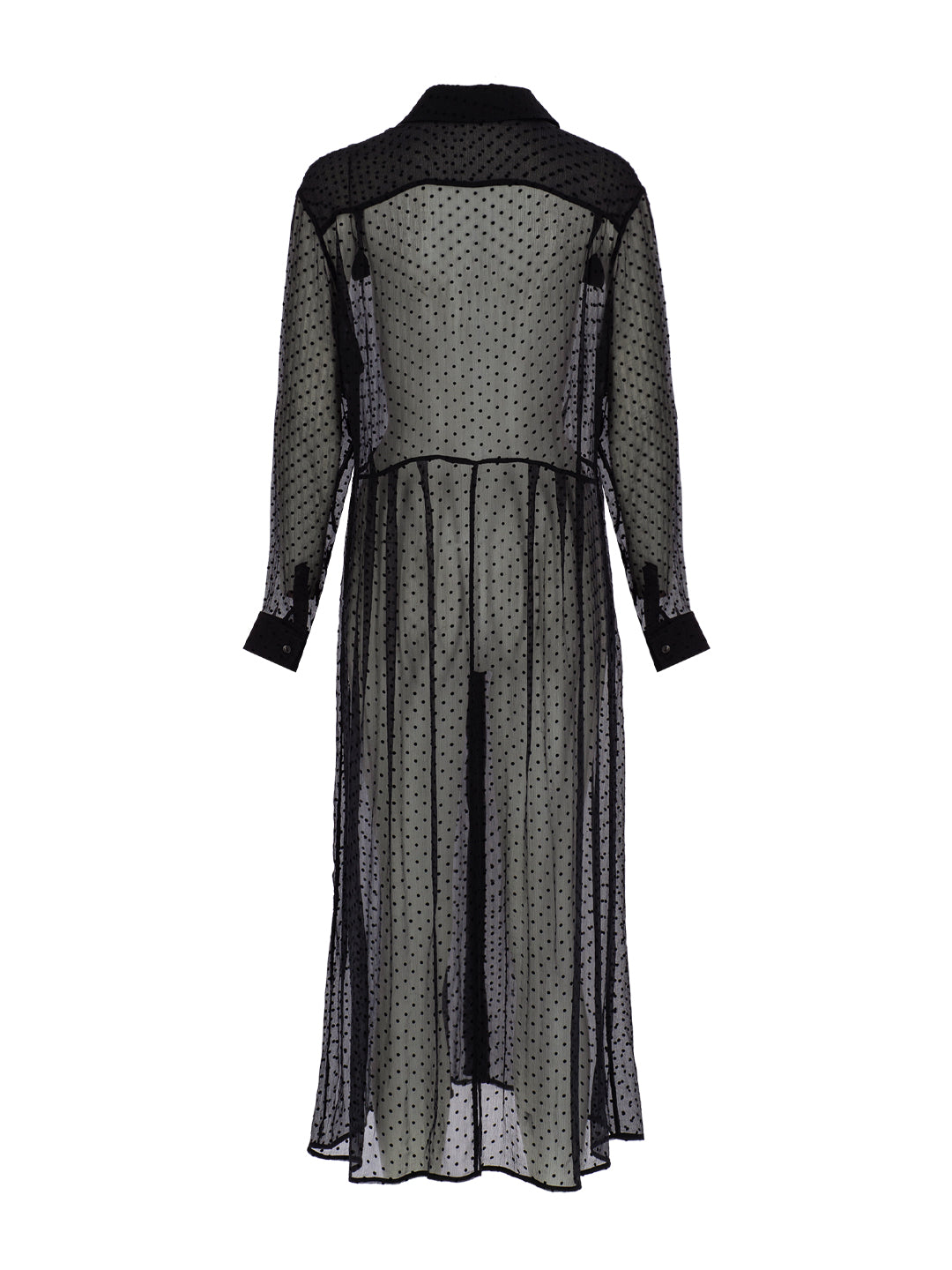 Polkadot Silk Chiffon Shirt Dress