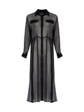 Polkadot Silk Chiffon Shirt Dress