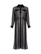 Polkadot Silk Chiffon Shirt Dress