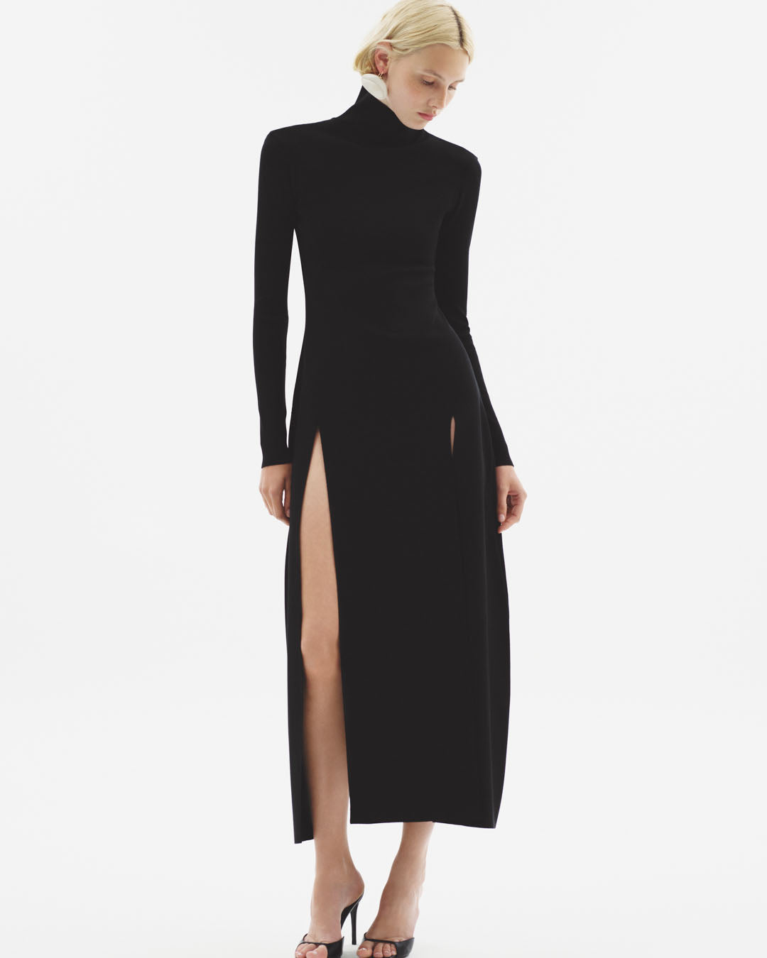 knee length dresses for ladies Black Sequin Top Maxi Dress With Slit main image 0