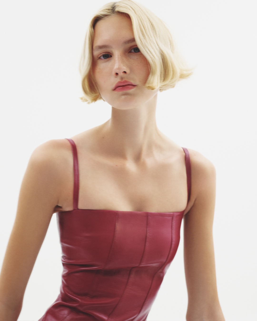 Stitched Leather Midi Dress 2