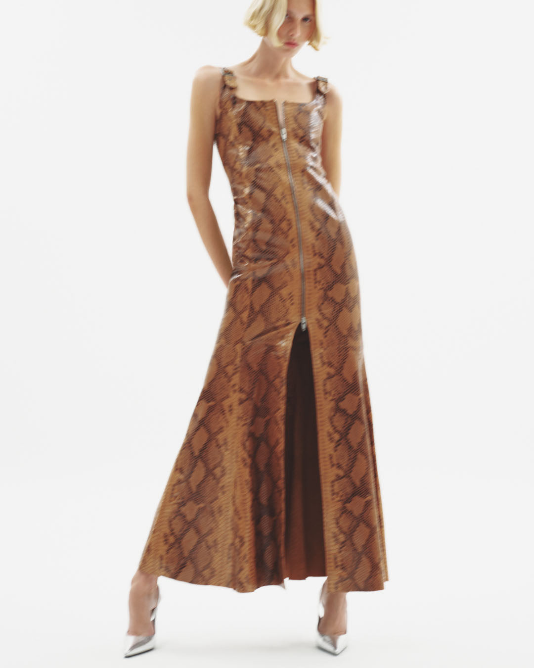Snakeprint Flare Leather Maxi Dress 4 Snakeprint Flare Leather Maxi Dress 4