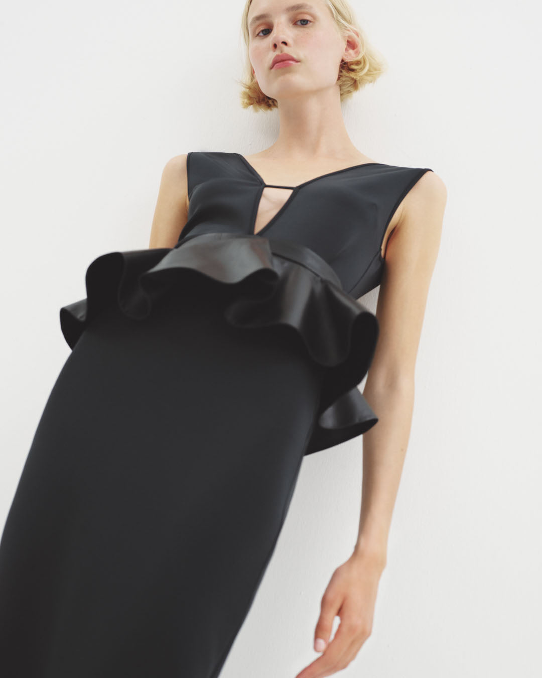 black scuba maxi dress Cabot Sculpted Scuba Maxi Dress SIMKHAI