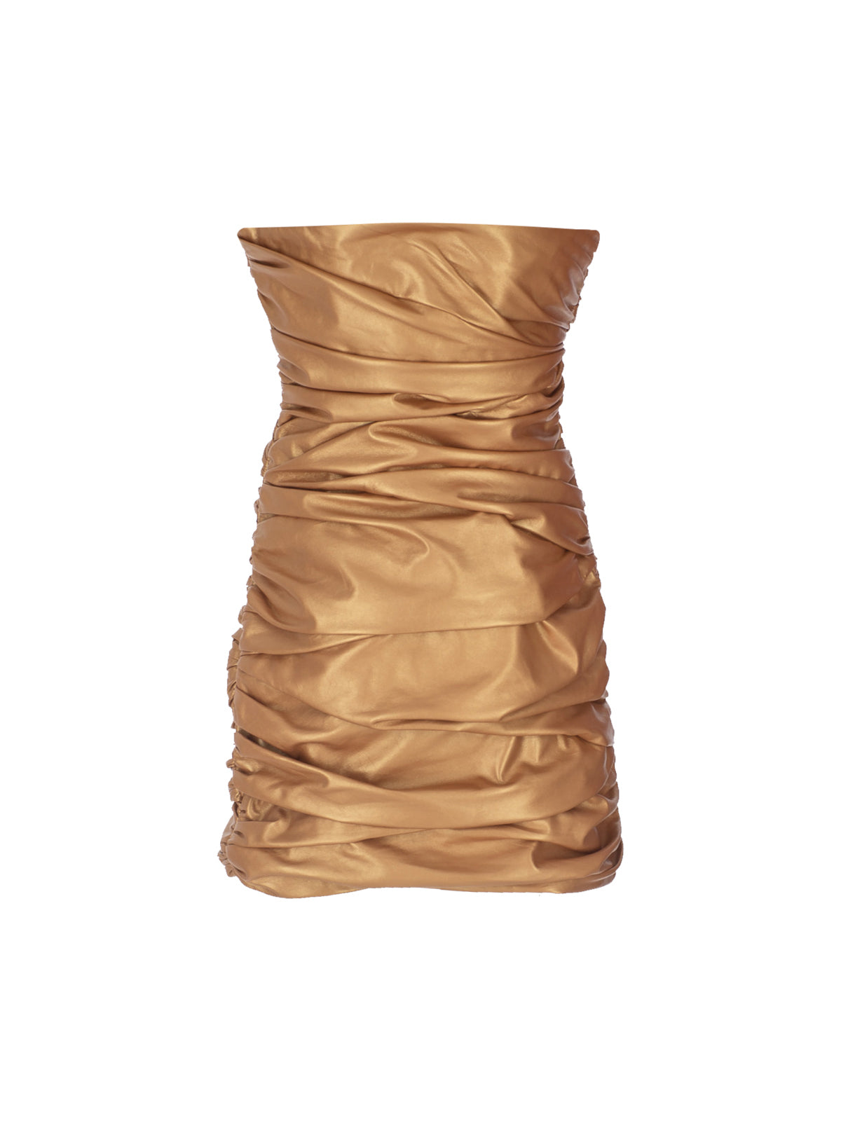 Ruched Mini Leather Dress