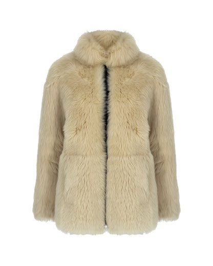 Shearling Jacket with Leather Sleeves