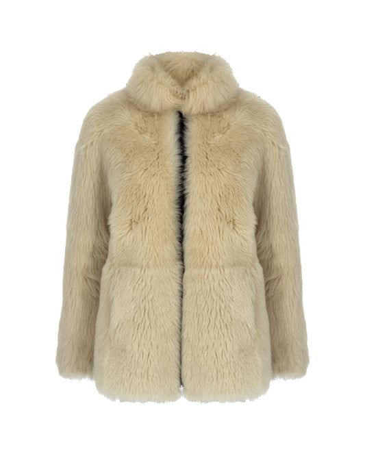 Shearling Jacket with Leather Sleeves