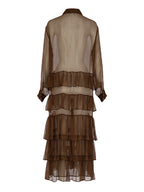 Silk Chiffon Frilled Dress