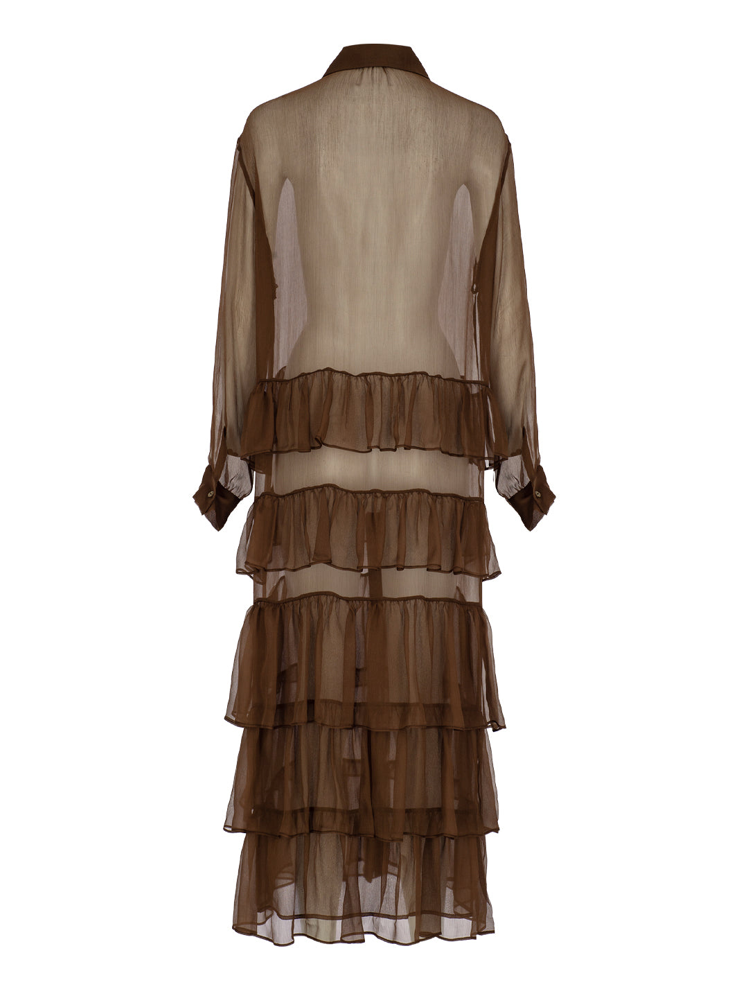 Silk Chiffon Frilled Dress