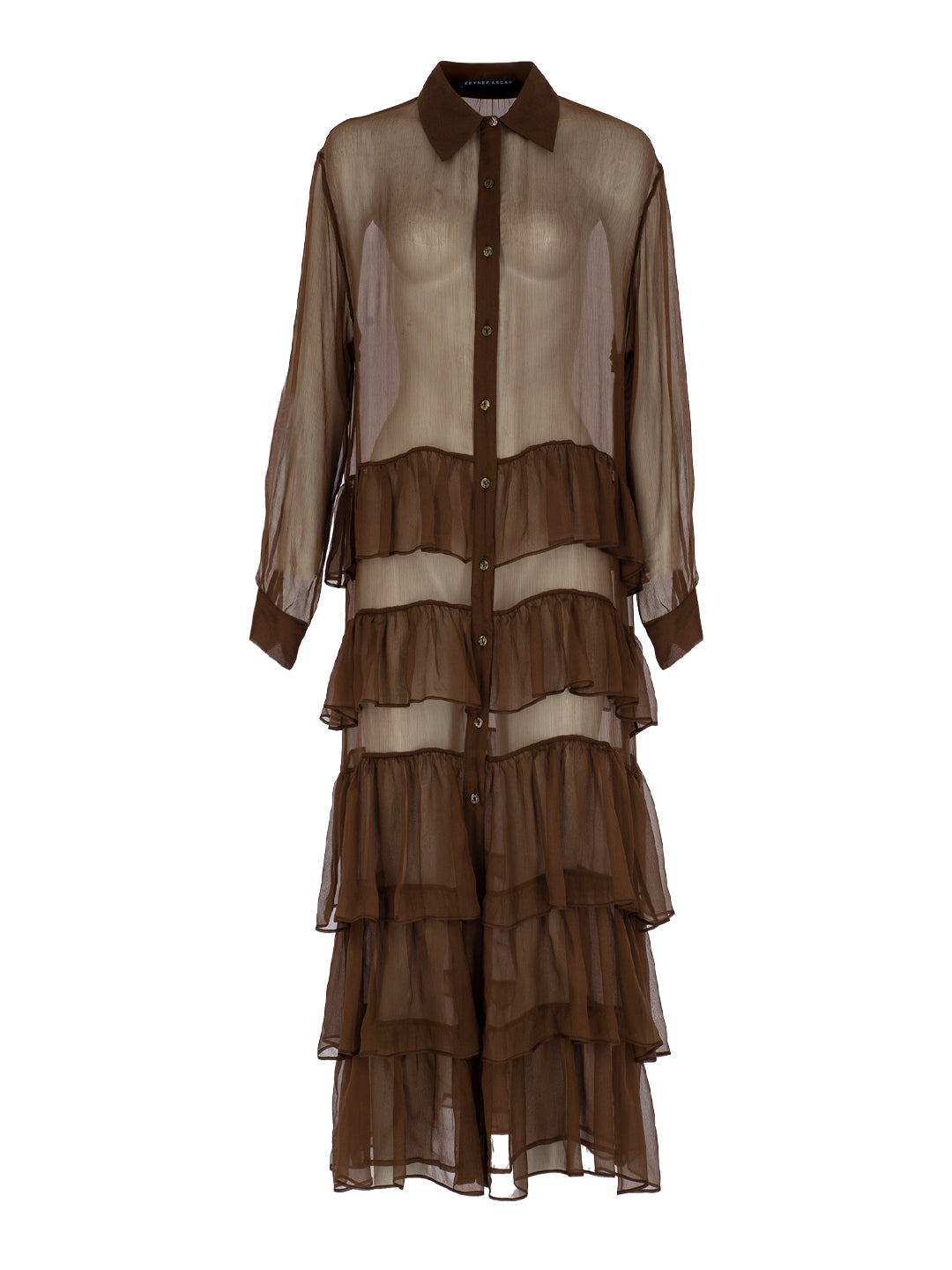 Silk Chiffon Frilled Dress