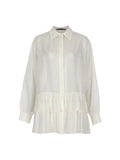 Silk Cotton Frilled Shirt Dress