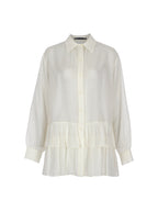 Silk Cotton Frilled Shirt Dress